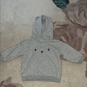 H&M Gray Polar Bear Face Hoodie Sweatshirt with Ears